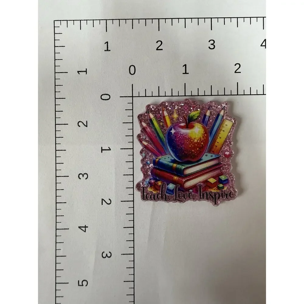 6 Pc Teach Love Inspire Acrylic Flatbacks